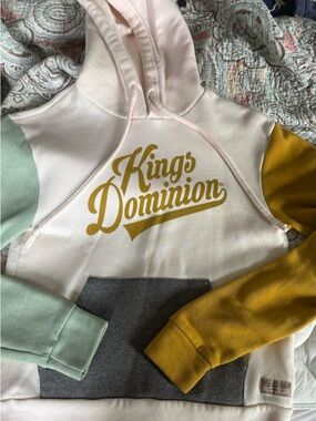 King's Dominion Colorblock Pullover Hoodie - Mustard, Mint & Gray
